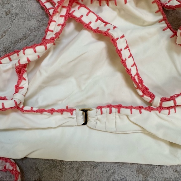 NWT Lovers + Friends Ivory Bikini with Pink Stitching | Large Top Medium Bottom - Picture 3 of 3